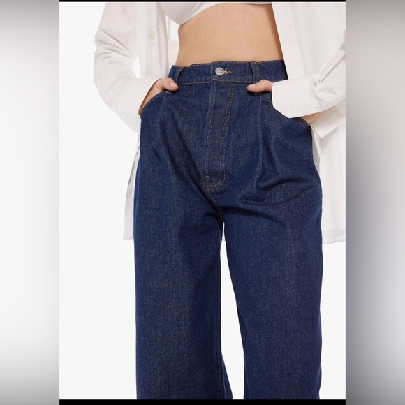 MOTHER Snacks! Pleated Fun Dip Puddle Jeans Cold Brew Dark Wash Blue Size 29 - Picture 2 of 11